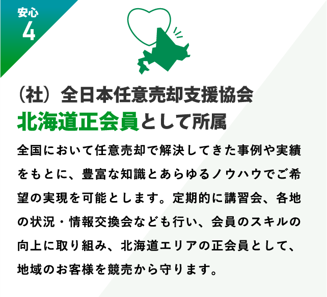 （社）全日本任意売却支援協会・北海道正会員として所属